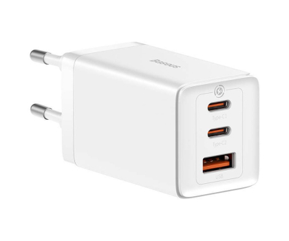 Ładowarka i akumulator BASEUS GaN5 pro 65W EU Kabel USB-C 1m (white) CCGP120202